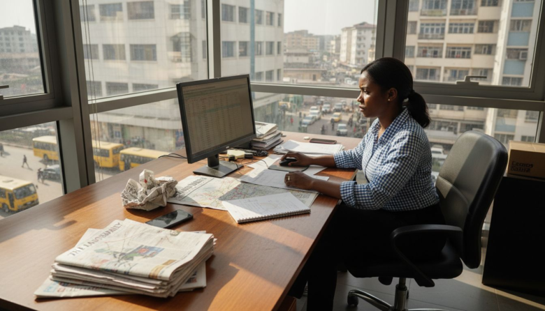 Property manager updating Lagos rental analysis