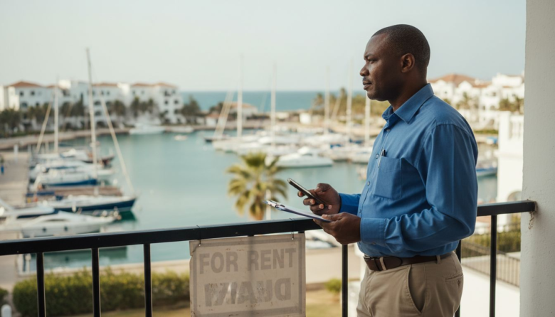 Property manager on Lagos marina balcony