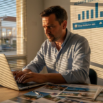 Property manager at desk in Algarve office